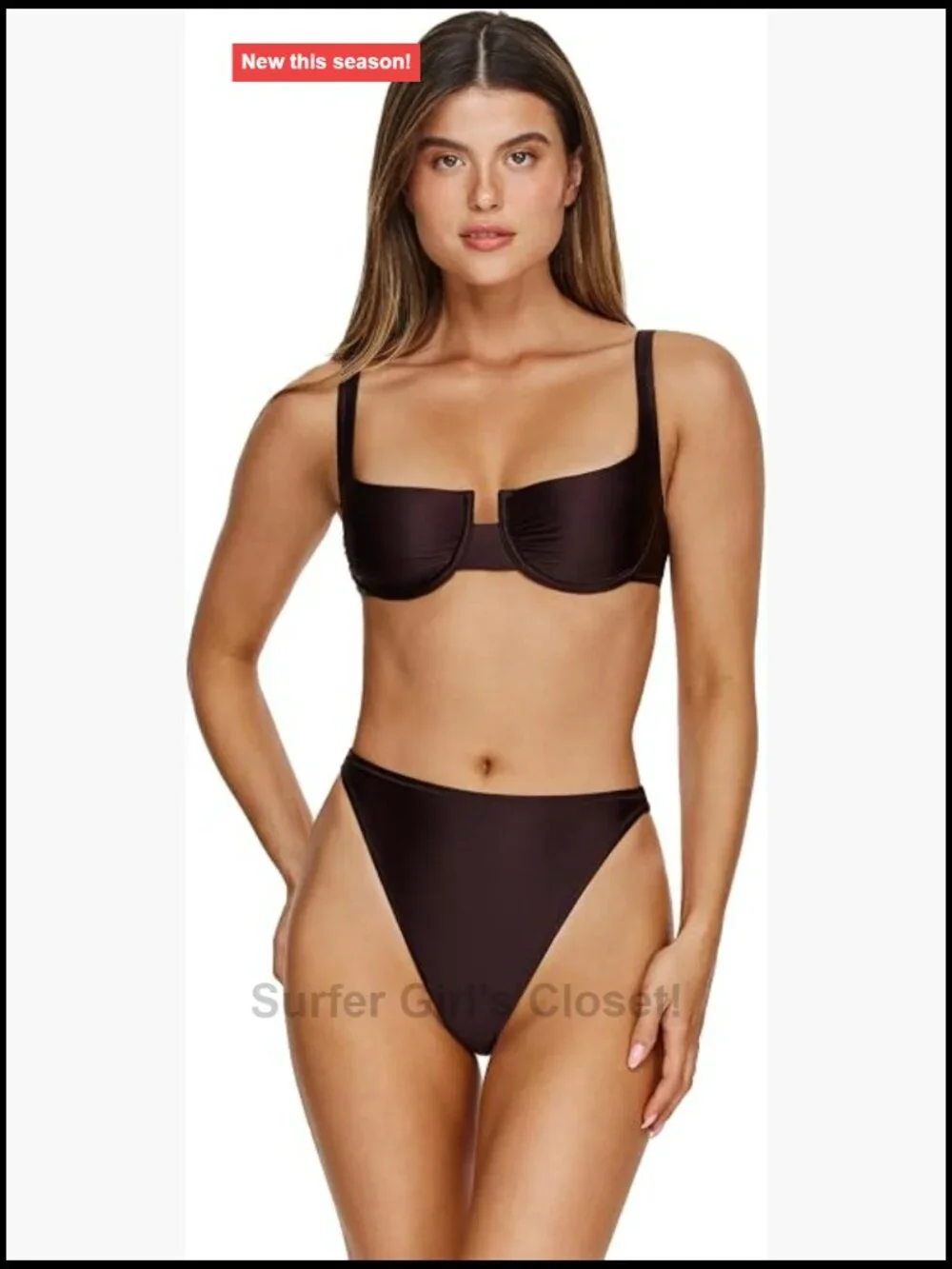 Satin Touch Underwire Bikini Top - Adjustable Straps, Back Hook Closure